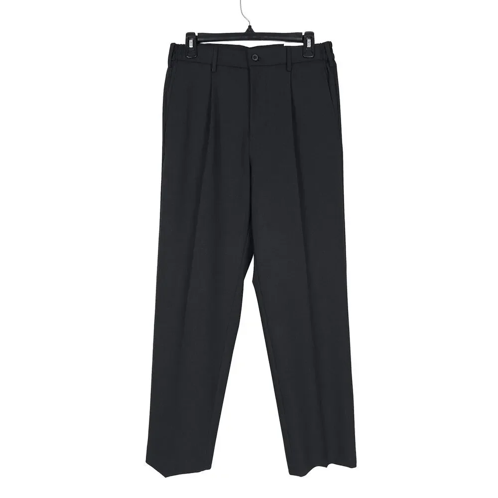Tommy Hilfiger Mens Relaxed Fit Dress Pants 40x32 Charcoal Grey Pleated Stretch